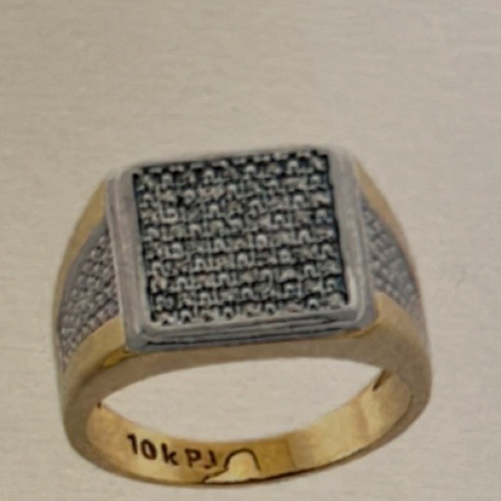 10K Solid Gold with 0.14ct natural Diamonds Men’s Ring Wedding Ring